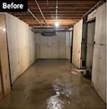 Flooded basement remediation before