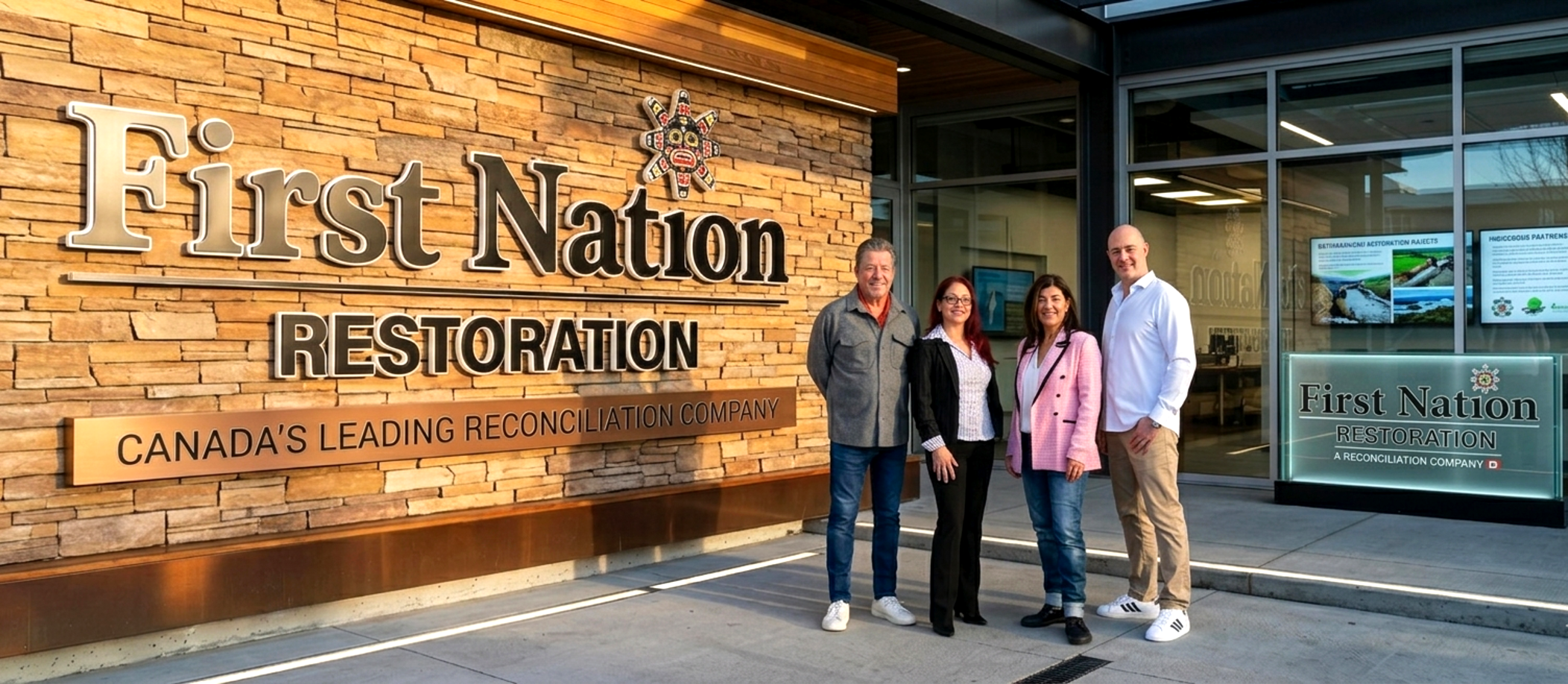 The First Nation Restoration team outside their West Vancouver headquarters